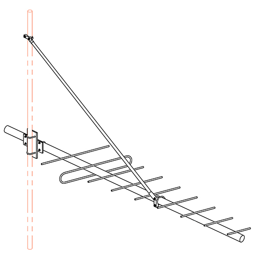 Single tension strut kit, fibreglass, suits Y100 series Yagi’s – incl. UV1-SS for Yagi and mast.